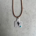 thumbnail image 3 of [Collar vaquero occidental] Gargantilla vintage con cabeza de toro grabada y cuero turquesa, 3 of 4