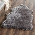 thumbnail image 6 of SAFAVIEH Arctic Giselle Solid Polyester Shag Area Rug, Grey, 4' x 6' Scalloped, 6 of 8