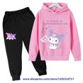 thumbnail image 2 of Hello Kitty Casual divertido chándal niños Kuromi Sudadera con capucha conjunto niños sudaderas con capucha pantalones largos 2 piezas conjuntos niños suéter ropa, 2 of 5