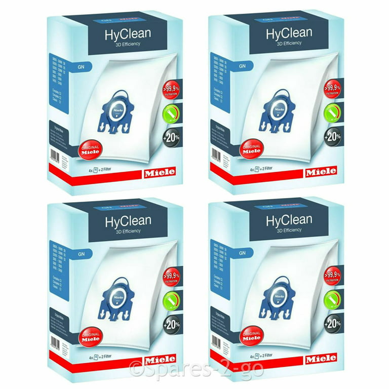 Miele GN HyClean 3D Efficiency Dust Bags for Miele Vacuum 16 Bags & 8  Filters 