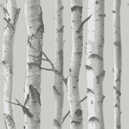 Mountain Birch Peel & Stick Wallpaper Gray - Brewster