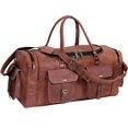 thumbnail image 1 of Leather 24 Inch U Zip holdall Luggage Handmade Duffel Bag Carryall Weekender, 1 of 5