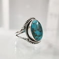 thumbnail image 4 of Natural Blue Copper Turquoise Ring, Turquoise Ring, December Birthstone, Bohemian Ring, 925 Sterling Silver, Womens Ring, Christmas, Thanksgiving, Handmade, Statement Jewelry, Natural Turquoise Ring, 4 of 6