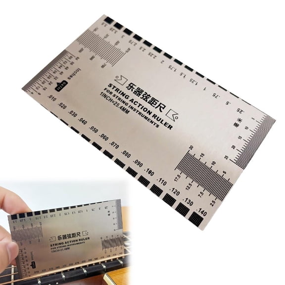 Professional Guitar String Action Ruler Gauge - Stainless Steel Luthier Tool for Guitar Bass Setup, Fretboard Measurement & Bridge Adjustment Accessories