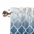 thumbnail image 7 of Navy Blue Kitchen Curtains Valance and Tier Set Moroccan Trellis Abstract Gradient Geometric Rod Pocket Short Curtains for Small Window 3 Pieces Set for Bedroom Bathroom Cafe (54" x 18"+27" x 36"), 7 of 7