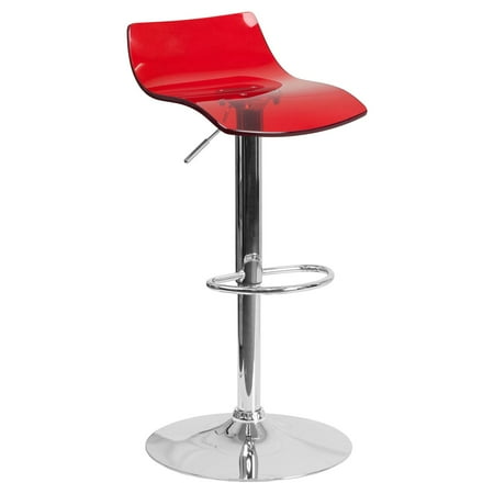 Pink Butterfly Stool - Flash Furniture Contemporary Transparent Acrylic Adjustable Barstool with Chrome Base