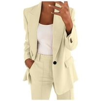 OWMEOT Women 2 Piece Business Casual Outfits 2024 Dressy Casual Blazer Sets Plus Size Pant Suits Wide Pants Suit Set