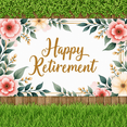 thumbnail image 4 of Floral Design Retirement Banner Decorative Flowers Celebration Banner for Retirement Party Indoor Decoration Office Celebration Home Party, 4 of 9