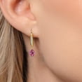 thumbnail image 3 of Gem Stone King 10K Yellow Gold Pink Mystic Topaz and Lab Grown Diamond Dangle Earrings for Women | 1.10 Cttw | Gemstone November Birthstone | Oval 6X4MM, 3 of 6