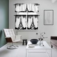thumbnail image 4 of Vintage Paris Kitchen Curtains Sets for Windows 36 Inch Length, Chic Shabby Retro Landscape Black White Rod Pocket Window Treatments Tier Curtains and Valances Set for Bedroom/Bathroom, 4 of 8