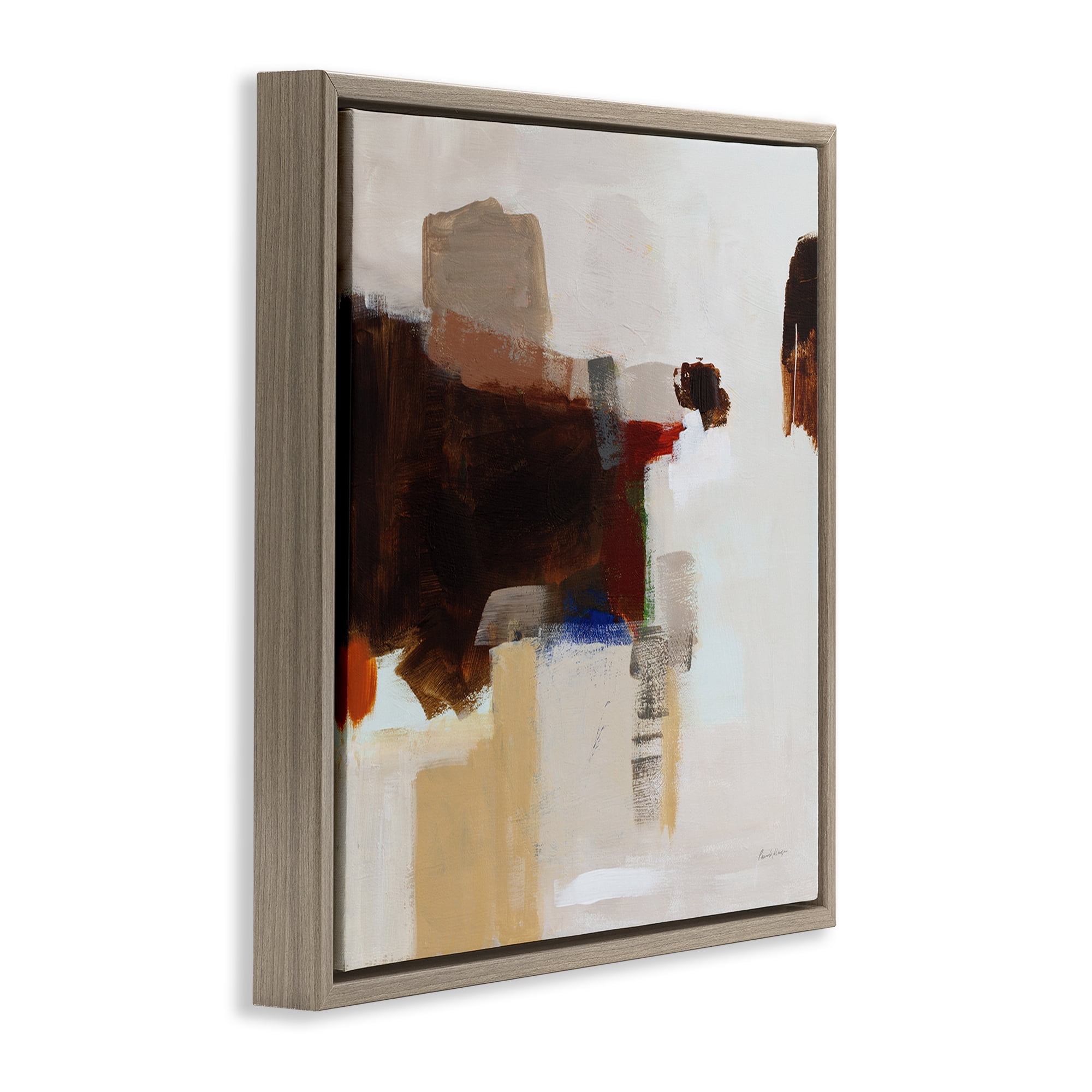 Stupell Industries American Rust Abstraction Abstract Painting Brown Floater Framed Canvas Art Print Wall Art, 18 x 18