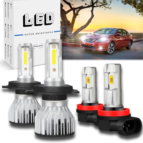 BMZONCC for 2012-2019 Nissan March  6000K 7600LM LED Headlight High Low Beam Fog Light Bulbs 4pcs