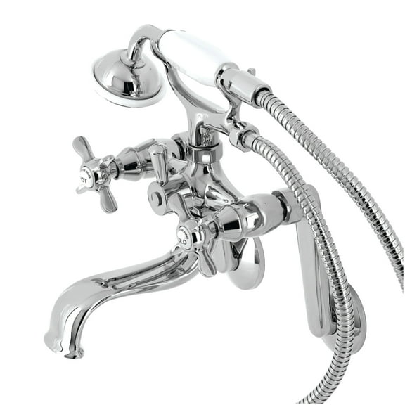 Kingston Brass KS249C Kingston Tub Wall Mount Clawfoot Tub Faucet with Hand Shower, Polished Chrome