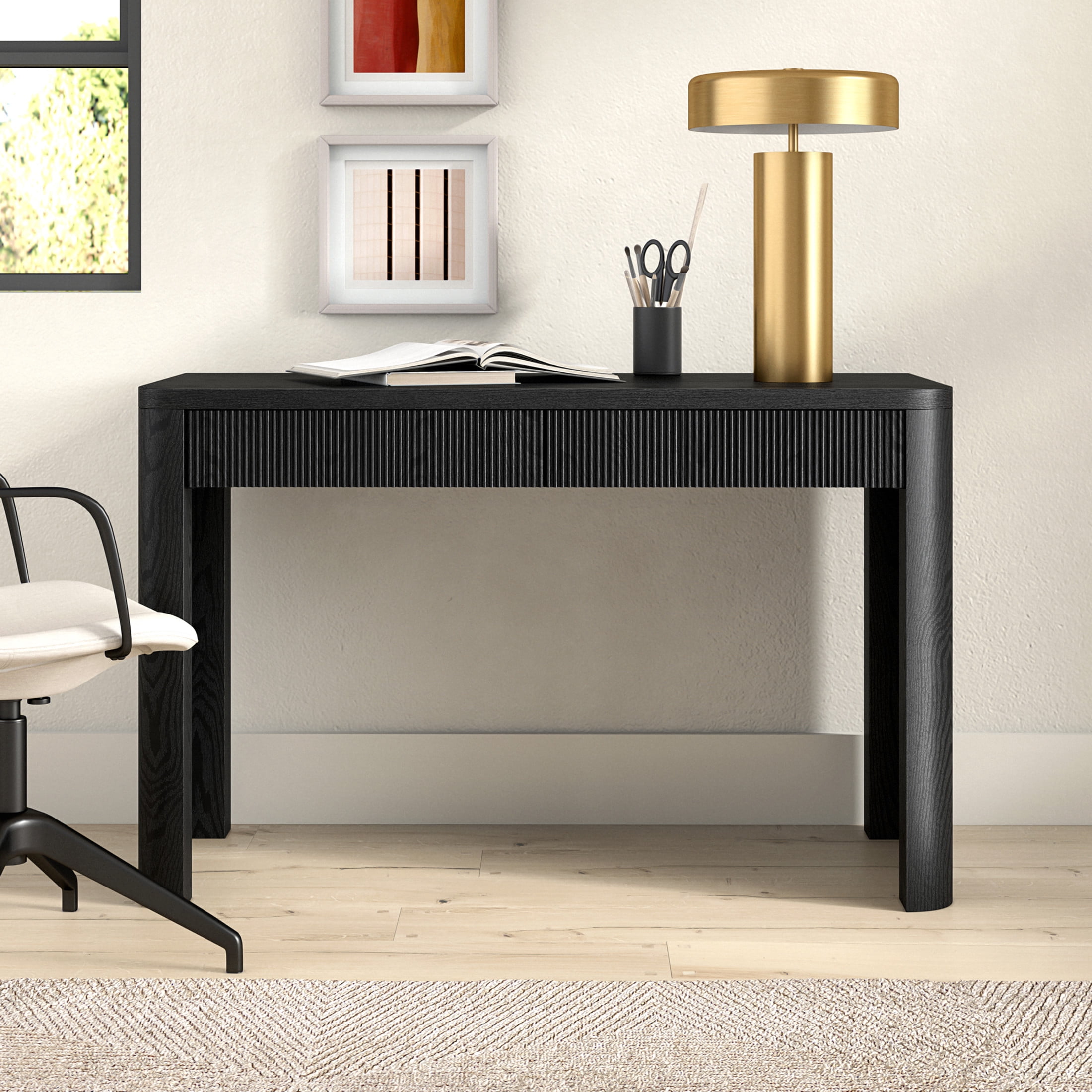 Evelyn&Zoe Modern/Contemporary 47.5" Wide Black Grain Home Office