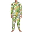 thumbnail image 3 of Daiia Gnome and Pineapple for Men's Long-Sleeved Pajama Set – Soft & Comfortable Sleepwear Button-Up Pajamas Cozy Lounge Wear-Small, 3 of 7