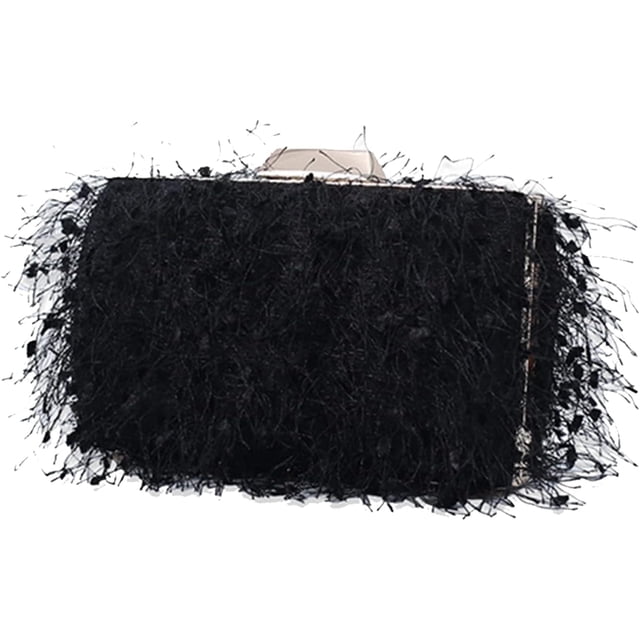 LHSHID Small Clutch Purses for Women Fluffy Evening Bag