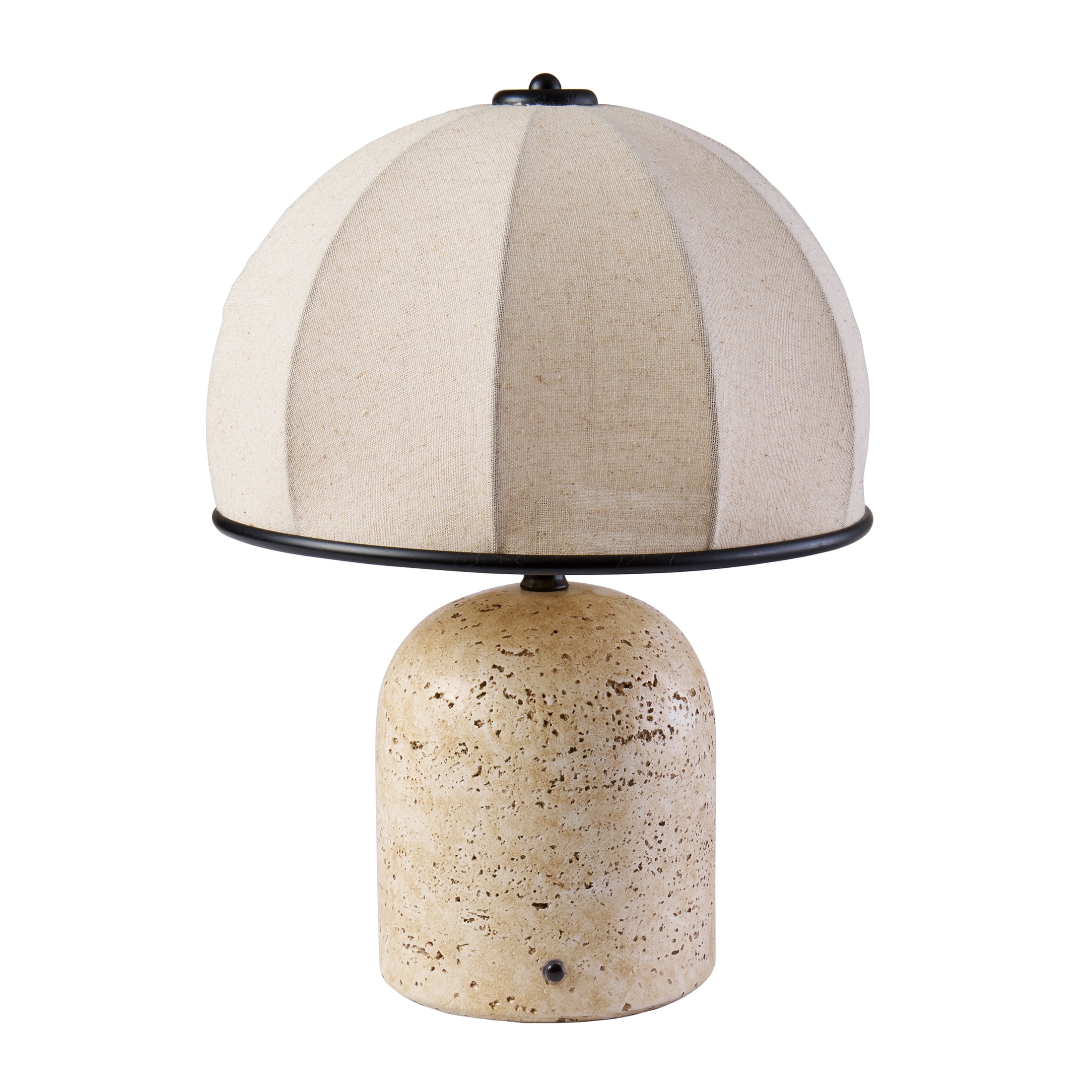 Better Homes & Gardens Rechargeable 14 in Stone Gourd Table Lamp with Fabric Dome Shade