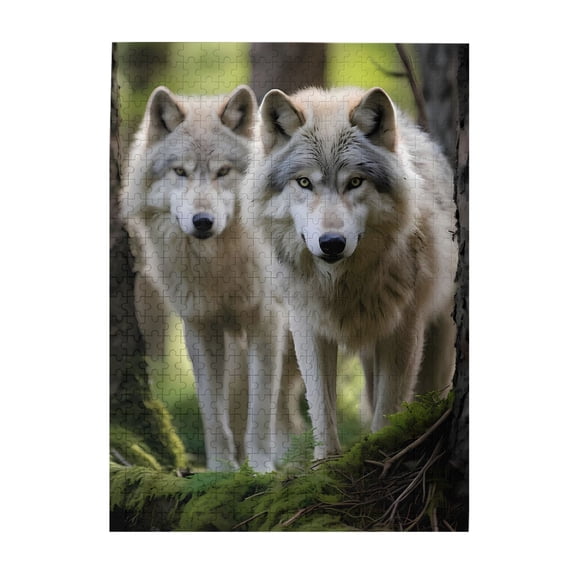 500-Piece Wooden Jigsaw Puzzle for Adults - Wolves Wildlife Wilderness , Interlocking Pieces with Guide Letters, Holiday Gift & Home Decor
