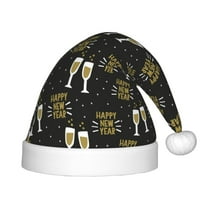 Haiem Happy New Year Pattern Santa Hat Confortable Velvet Christmas Hat for Christmas Party Favors Fit for Adults and Kids