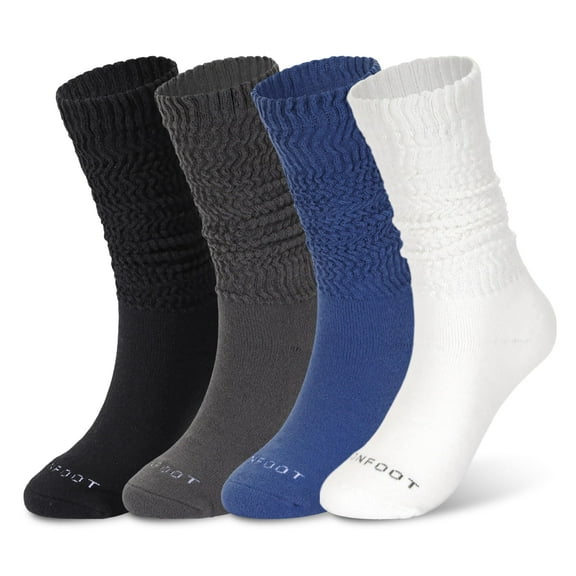MONFOOT Women's 4 Pairs Soft Slouch Extra Long Scrunch Knee High Boot Socks Cozy Polytam Basic Small, multipack