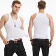 thumbnail image 1 of Chaleco deportivo de algodón blanco liso de mediana edad para hombre, ajustado, elástico, sin mangas, para verano, 1 of 4