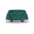 thumbnail image 4 of Floral Ottoman Cover, Exotic Blooms Foliage, 2 Piece Slipcover Set with Ruffle Skirt for Square Round Cube Footstool Decorative Home Accent, Standard Size, Jade Green Petrol Blue, by Ambesonne, 4 of 5