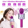 thumbnail image 5 of BONAOK 2 Pack Kids Karaoke Microphone,Wireless Bluetooth Karaoke Microphone for Singing, Portable Handheld Mic Speaker Machine,Birthday Gifts Toys for Girls Boys Teens(Blue & Purple), 5 of 8