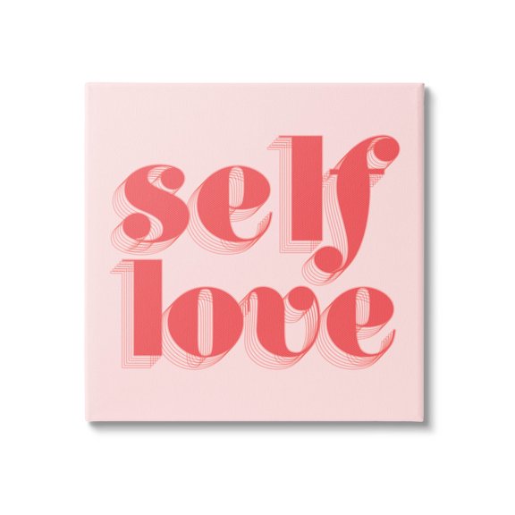 Self Love Retro Phrase Inspirational Graphic Art Gallery Wrapped Canvas Print Wall Art