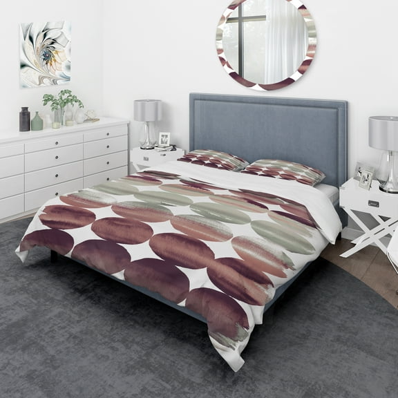 Designart 'Plum Dots minimal geometric I' Geometric Duvet Cover Set