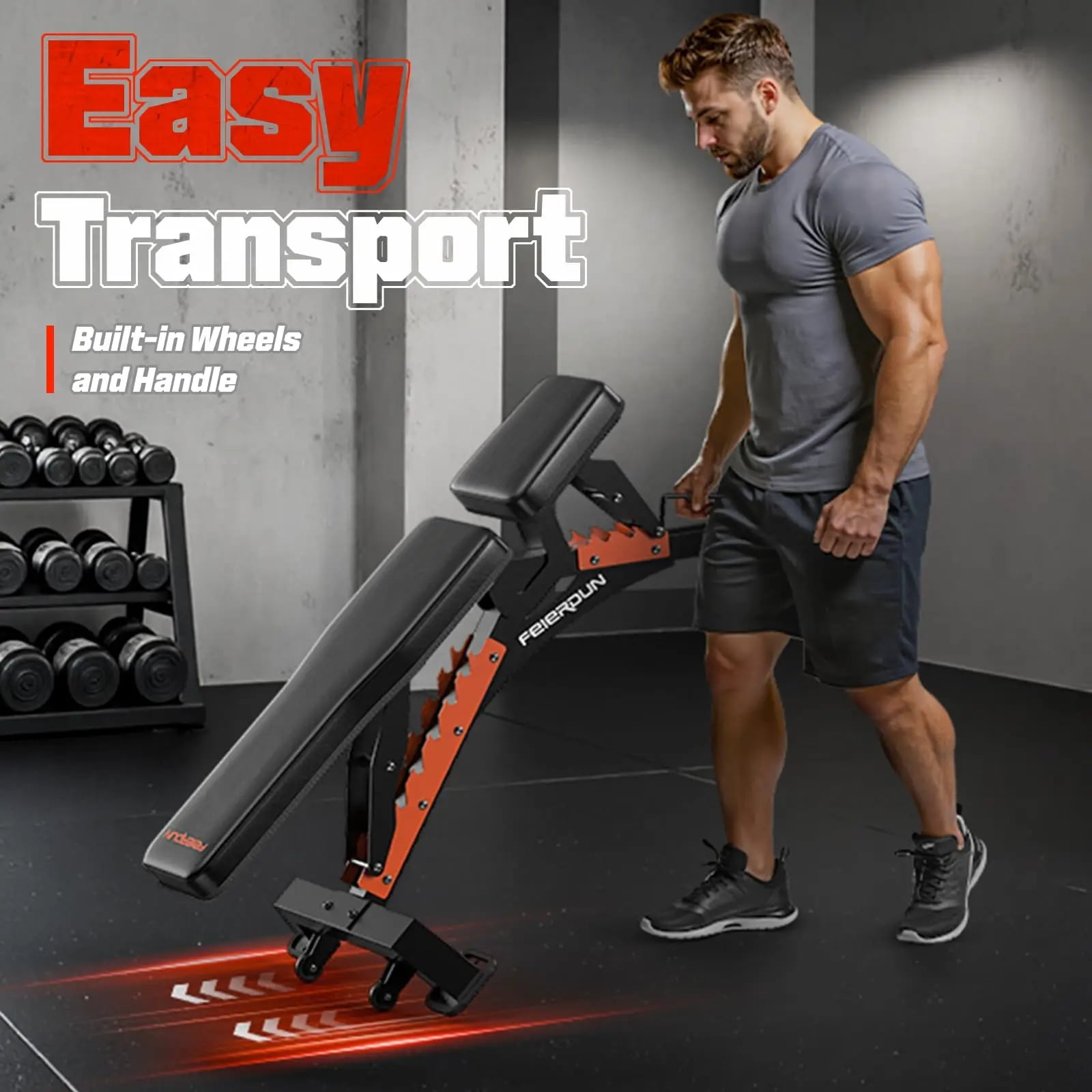 UPGO Heavy-duty 9 Positions Adjustable Weight Bench Workout Bench with Extended Rear Support for Home Gym Full Body Strength Training,support up to 1300lbs