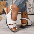 thumbnail image 4 of Domuza Womens Orthopedic Sandals Dressy Wedge Open Toe Slingback Platform Chunky Heels Sandals Ladies Elegant Cute Heeled Shoes with Ankle Strap Non Slip Sandal White 8（EU-40）, 4 of 7