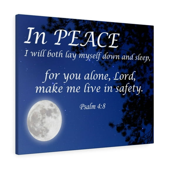 Scripture Walls In Peace Psalm 4:8 Bible Verse Canvas Christian Wall Art Ready to Hang Unframed