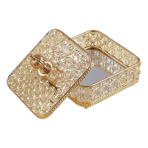 Joyero retro de cristal, caja de recuerdos antiarañazos, organizador de baratijas Pequeña