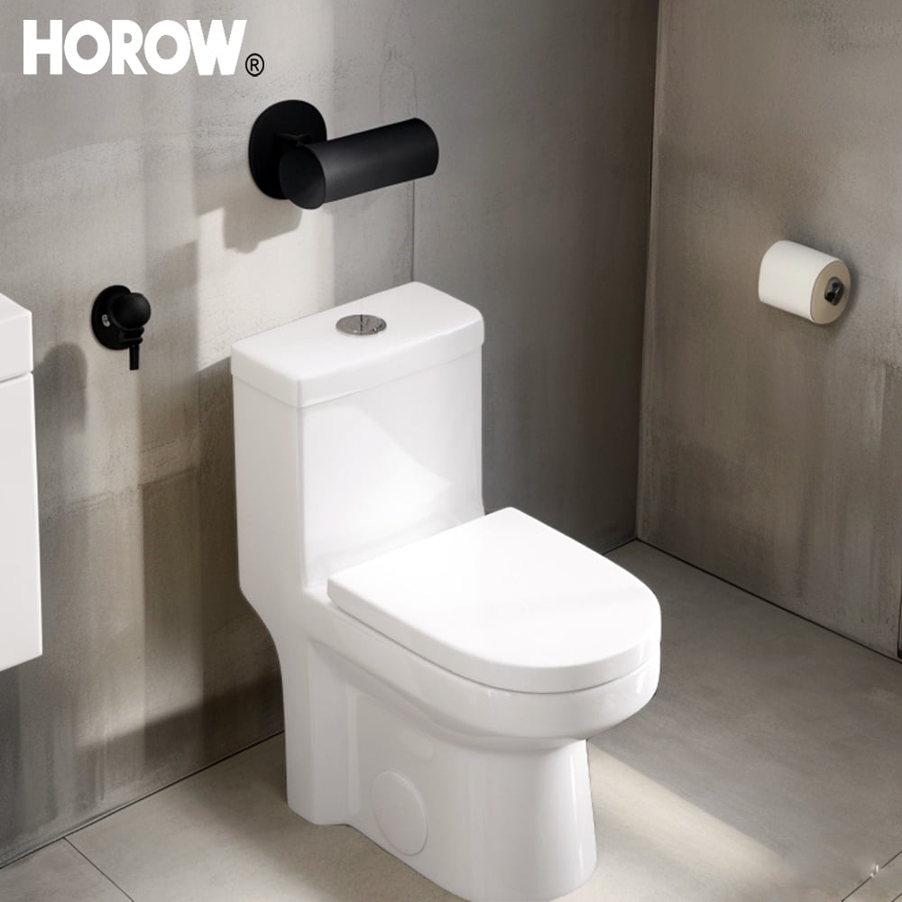 HOROW Small Toilet One Piece Short Compact Bathroom Tiny Mini Commode Water Closet Dual Flush Concealed Trapway