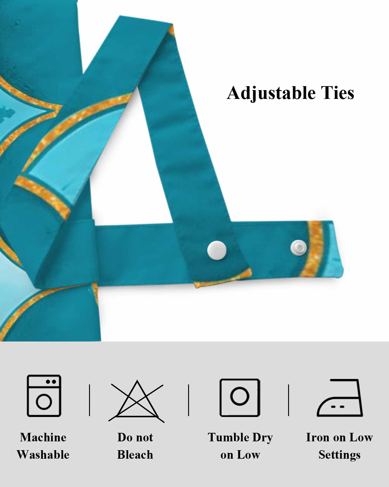Turquoise Fish Scales Tie Up Valances Curtain, Adjustable Kitchen Ombre Fish Tail Abstract Art Vintage Valances for Windows Decor, Rod Pocket Short Curtains Set for Bedroom/Bathroom, 54"x18"