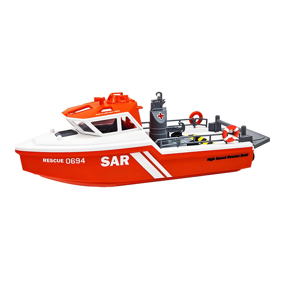 1/32 Scale RC Rescue Boat Model, High-Speed Water Rescue Vessel with Water Cooling & Capsize Reset, 2.4G Mini RC Boat for Adults, Orange White