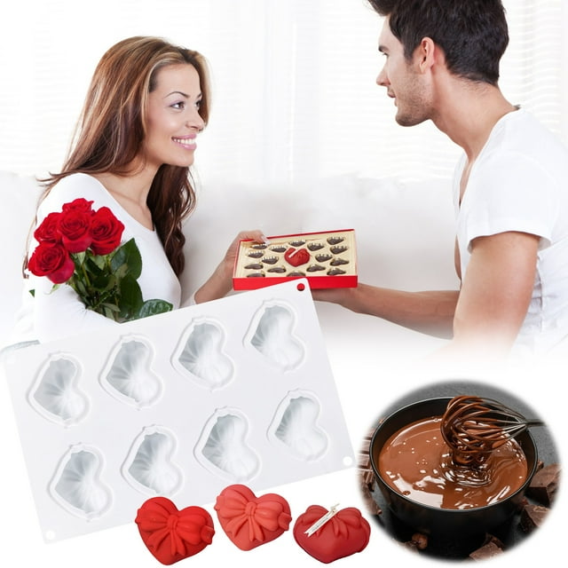Molde para Mousse Francesa En Forma de Corazón Xiying - Kit para Hornear Pudín de Chocolate para San Valentín, Silicona de Grado Alimenticio, Apto para Horno, Microondas y Lavavajillas (De -40 °F a 2