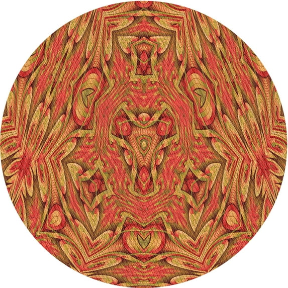 Ahgly Company Indoor Round Patterned Carrot Orange Area Rugs, 8' Round
