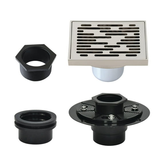 Kingston Brass BSFK6310PN 4 in. Standard Mount Watercourse Square Brass Shower Drain, Polished Nickel