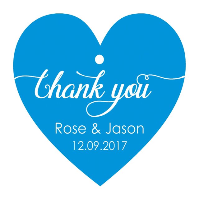 100 PCS Personalized Wedding Favor Gift Tags Thank You Custom Made Heart Shape Hang Tags