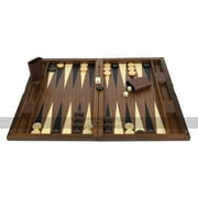 Dal Negro 19-inch Wooden Backgammon Set in Decorative Walnut Case with Accessories
