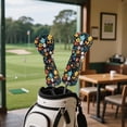 thumbnail image 3 of Uorisanigo Golf Club Head Covers Set of 3 Golf Club Covers for Driver, Woods and Hybrid, Accessories Premium PU Leather Flower Print Golfclub Headcovers, Gifts for Men Women, 3 of 7