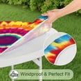 thumbnail image 5 of Colorful Rainbow Tie Dye Spiral Pattern Round Fitted Tablecloth with Elastic Edge,Dining Table Cover Waterproof,Outdoor Round Tablecloth for Camping,Dining,Indoor and Outdoor, 5 of 7