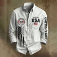 thumbnail image 4 of Boys Vintage Western Style Button Down Shirts, Kids USA Flag Embroidery Print Long Sleeve Collared Casual Top for Independence Day Holiday Wear(White,8-9 Years), 4 of 4