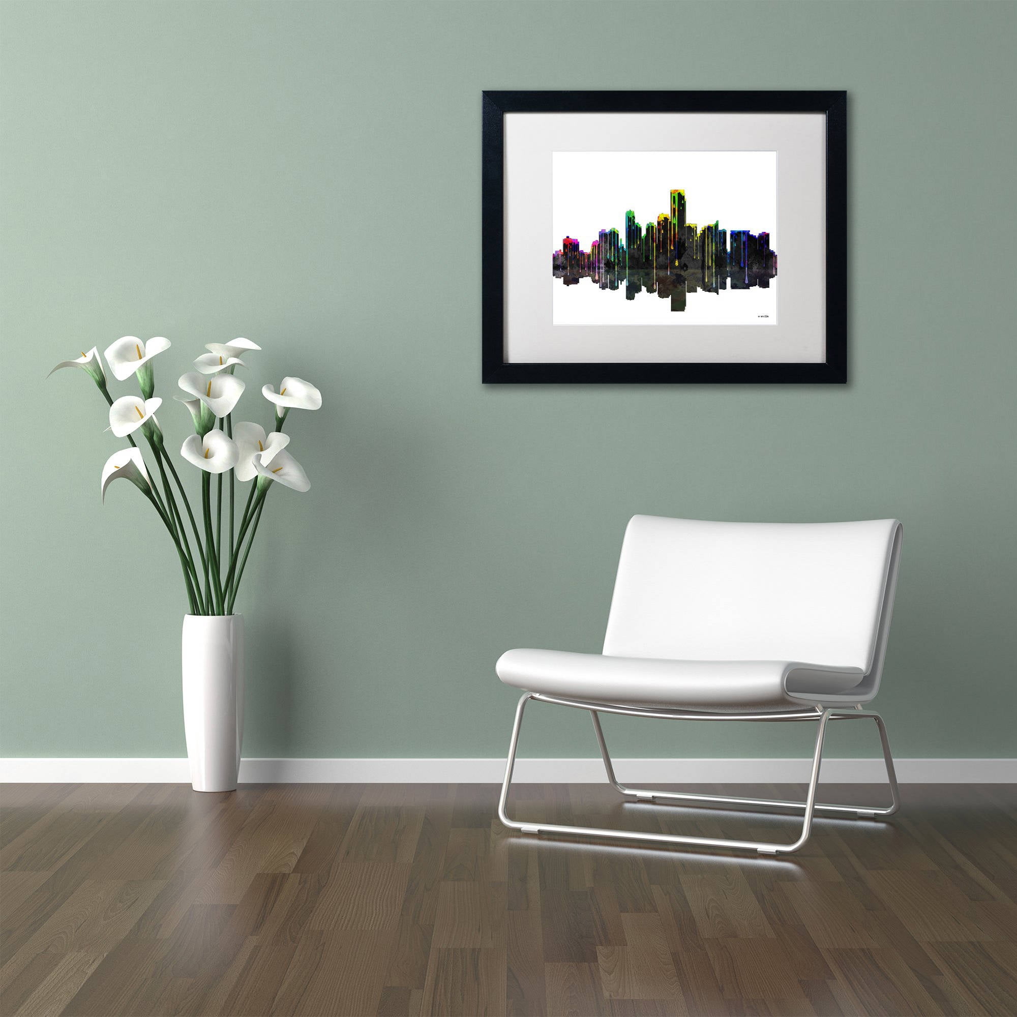 Trademark Fine Art "Jersey City New Jersey Skyline II" Canvas Art by Marlene Watson White Mat, Black Frame