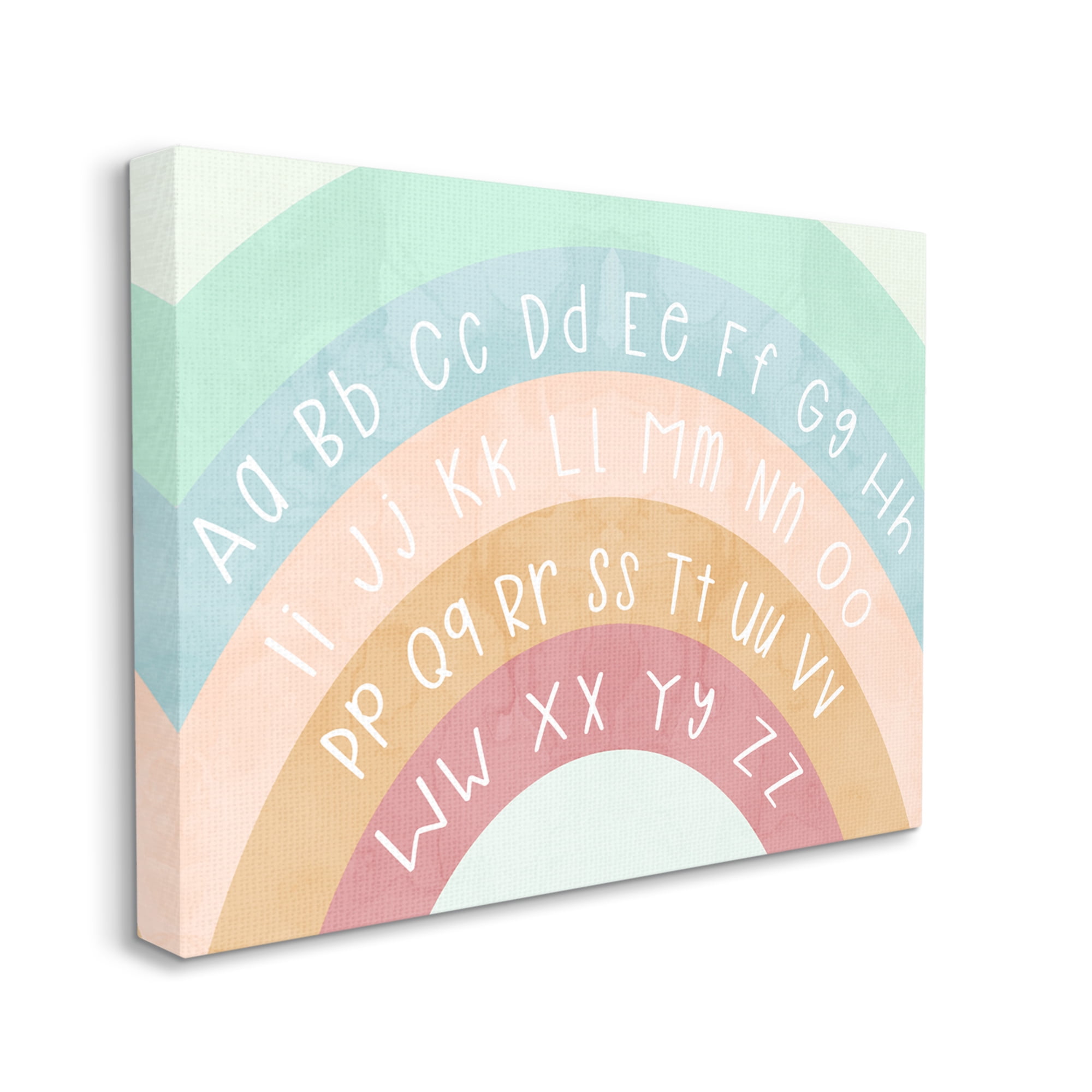 Stupell Industries Alphabet Letters on Rainbow Landscape Painting Gallery Wrapped Canvas Art Print Wall Art, 48 x 36
