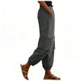 thumbnail image 4 of LNWUY Linen Joggers for Women Loose Drawstring High Waisted Cargo Pants with Pockets Casual Summer Comfy Hiking Pants Gray S, 4 of 5