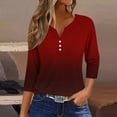 thumbnail image 2 of Jewelreauty Tunic Tops for Women Elbow Length Notch Neck Casual Button Blouses Summer Casual Tees, 2 of 5