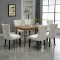 thumbnail image 6 of Modern Dining Chairs with Armrest Set of 2, Tufted Upholstered Dining Chairs with Nailhead Trim&Solid Wood Legs, Fabric Dining Room Chairs, Classic Accent Chair for Living Room, Bedroom, Gream, W15177, 6 of 11