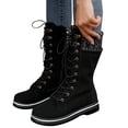 thumbnail image 4 of Tejiojio Womens Boots Flat Feet Women's Winter Solid Mid-tube Front Strap Round Head Side Zipper Snow Shoes, 4 of 8